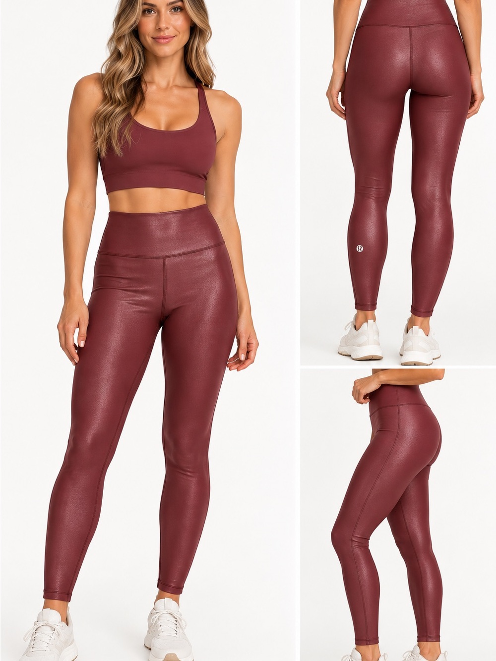 lululemon athletica High-Rise Faux-Leather Leggings in Burgundy